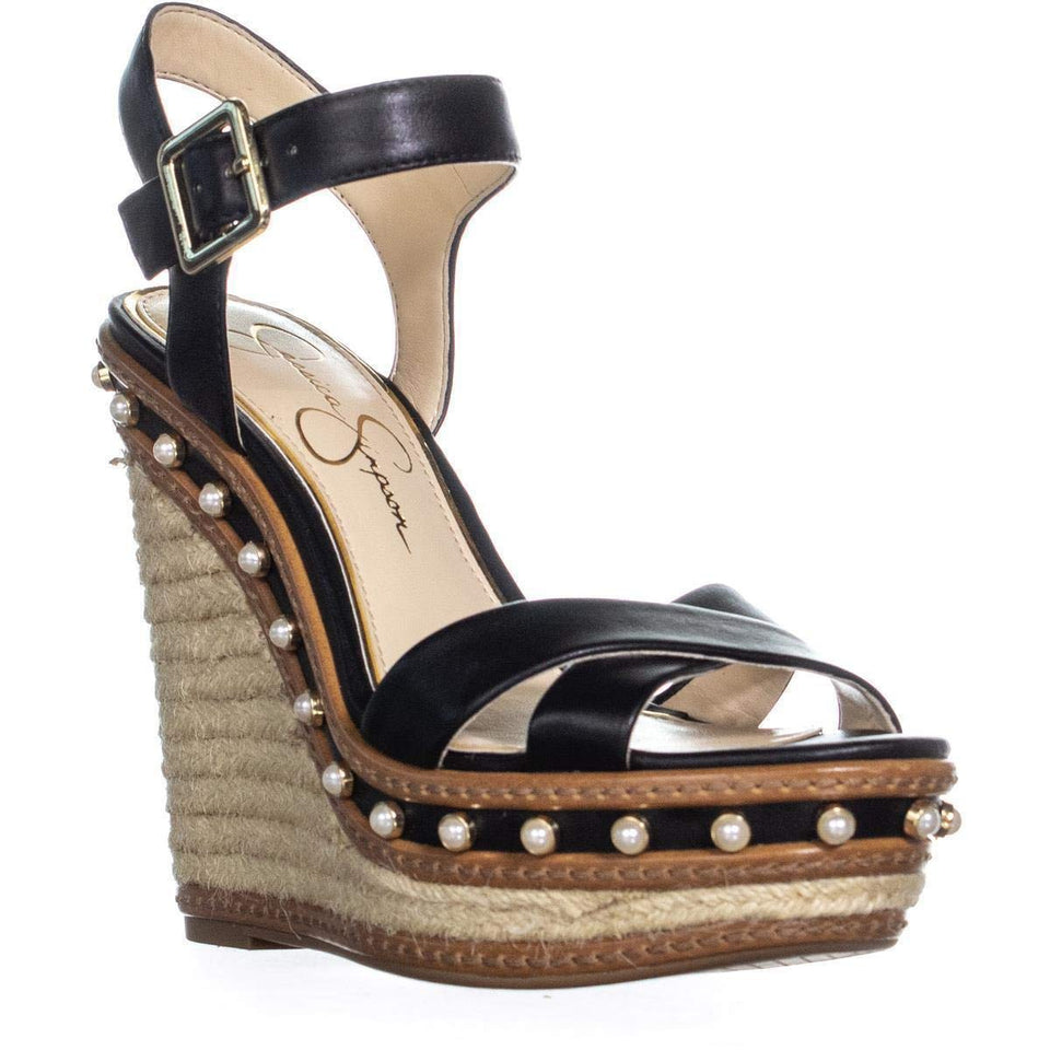 Jessica Simpson Aeralin, Sandalias de Cuña Mujeres, Punta Abierta, Casual, Piel